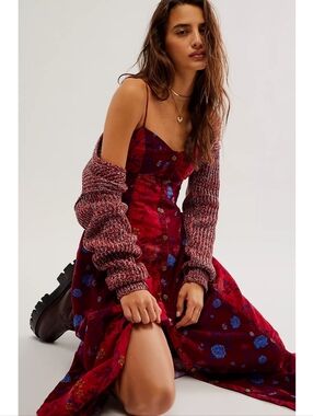 knee length dresses for ladies Free People Pappiet Midi Dress/Rose Combo main image 0